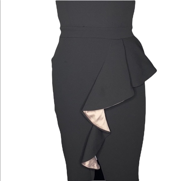 Windsor One Shoulder Black Dress with Deep Split Size XS - Picture 3 of 8